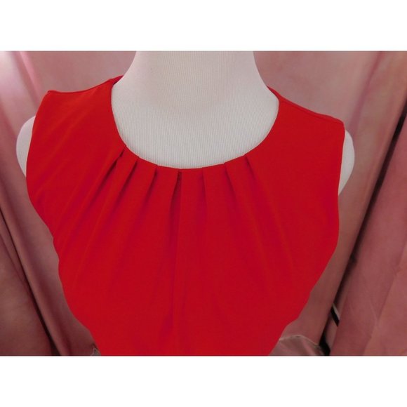CALVIN Klein Blouse Women XS Red Sleeveless Career Top - Picture 2 of 9